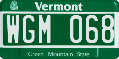 VT license plate WGM068