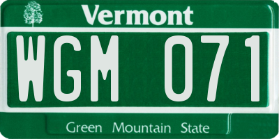 VT license plate WGM071