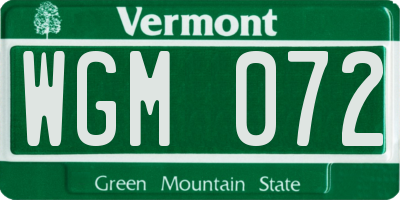 VT license plate WGM072
