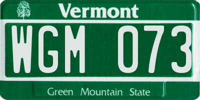 VT license plate WGM073