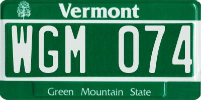 VT license plate WGM074