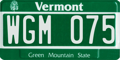 VT license plate WGM075