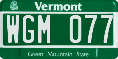 VT license plate WGM077
