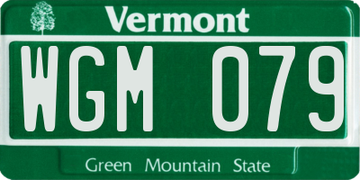 VT license plate WGM079