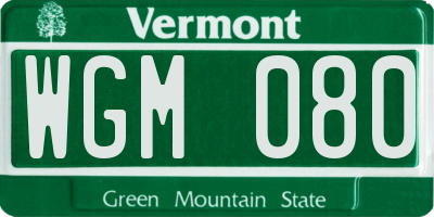 VT license plate WGM080