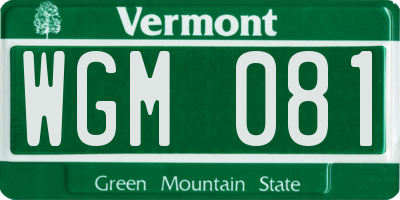 VT license plate WGM081