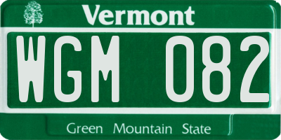 VT license plate WGM082