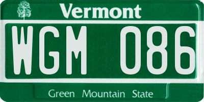 VT license plate WGM086