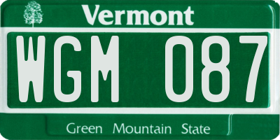VT license plate WGM087