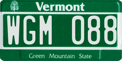 VT license plate WGM088