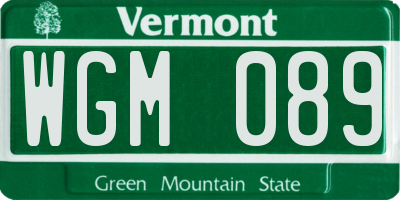 VT license plate WGM089