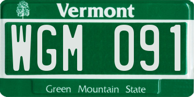 VT license plate WGM091