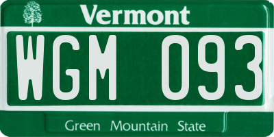 VT license plate WGM093