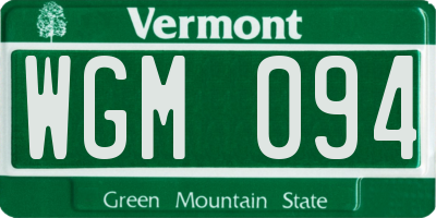 VT license plate WGM094