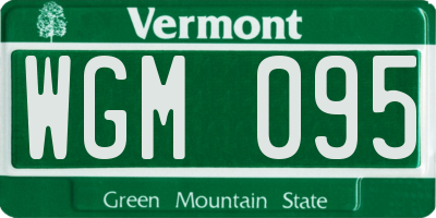 VT license plate WGM095
