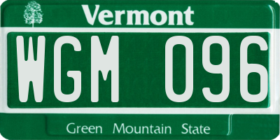 VT license plate WGM096