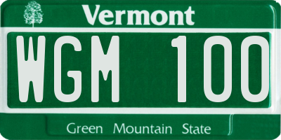 VT license plate WGM100