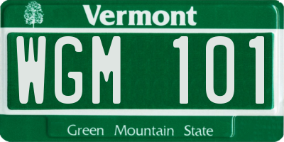 VT license plate WGM101