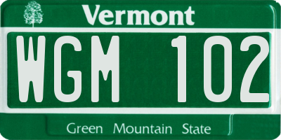VT license plate WGM102
