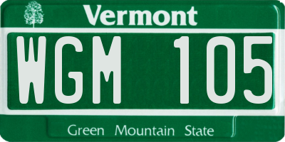 VT license plate WGM105