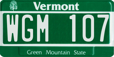 VT license plate WGM107