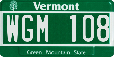 VT license plate WGM108