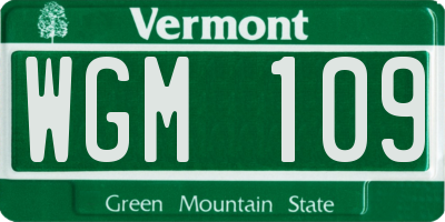 VT license plate WGM109