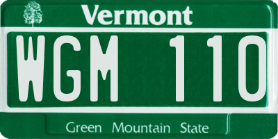VT license plate WGM110