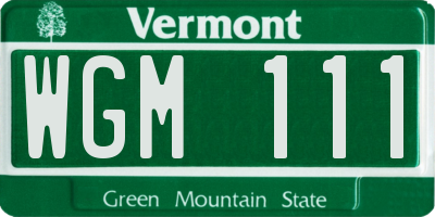 VT license plate WGM111