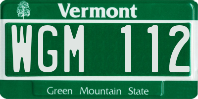 VT license plate WGM112