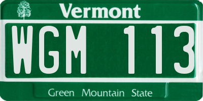 VT license plate WGM113