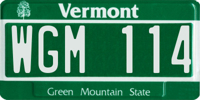 VT license plate WGM114