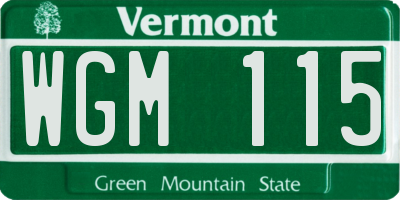 VT license plate WGM115