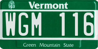VT license plate WGM116