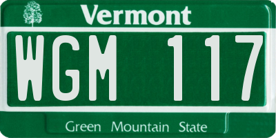 VT license plate WGM117