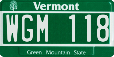 VT license plate WGM118