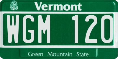 VT license plate WGM120