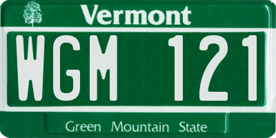 VT license plate WGM121