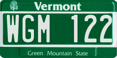 VT license plate WGM122