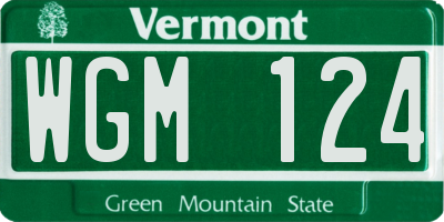 VT license plate WGM124