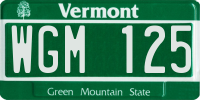 VT license plate WGM125
