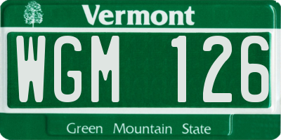 VT license plate WGM126