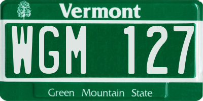VT license plate WGM127