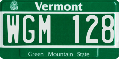 VT license plate WGM128