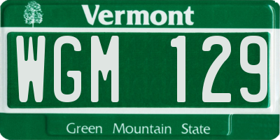 VT license plate WGM129