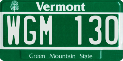 VT license plate WGM130