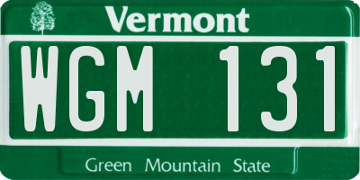 VT license plate WGM131