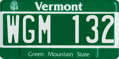 VT license plate WGM132
