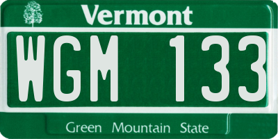 VT license plate WGM133