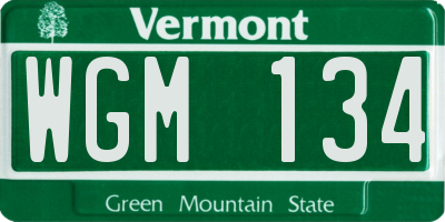 VT license plate WGM134